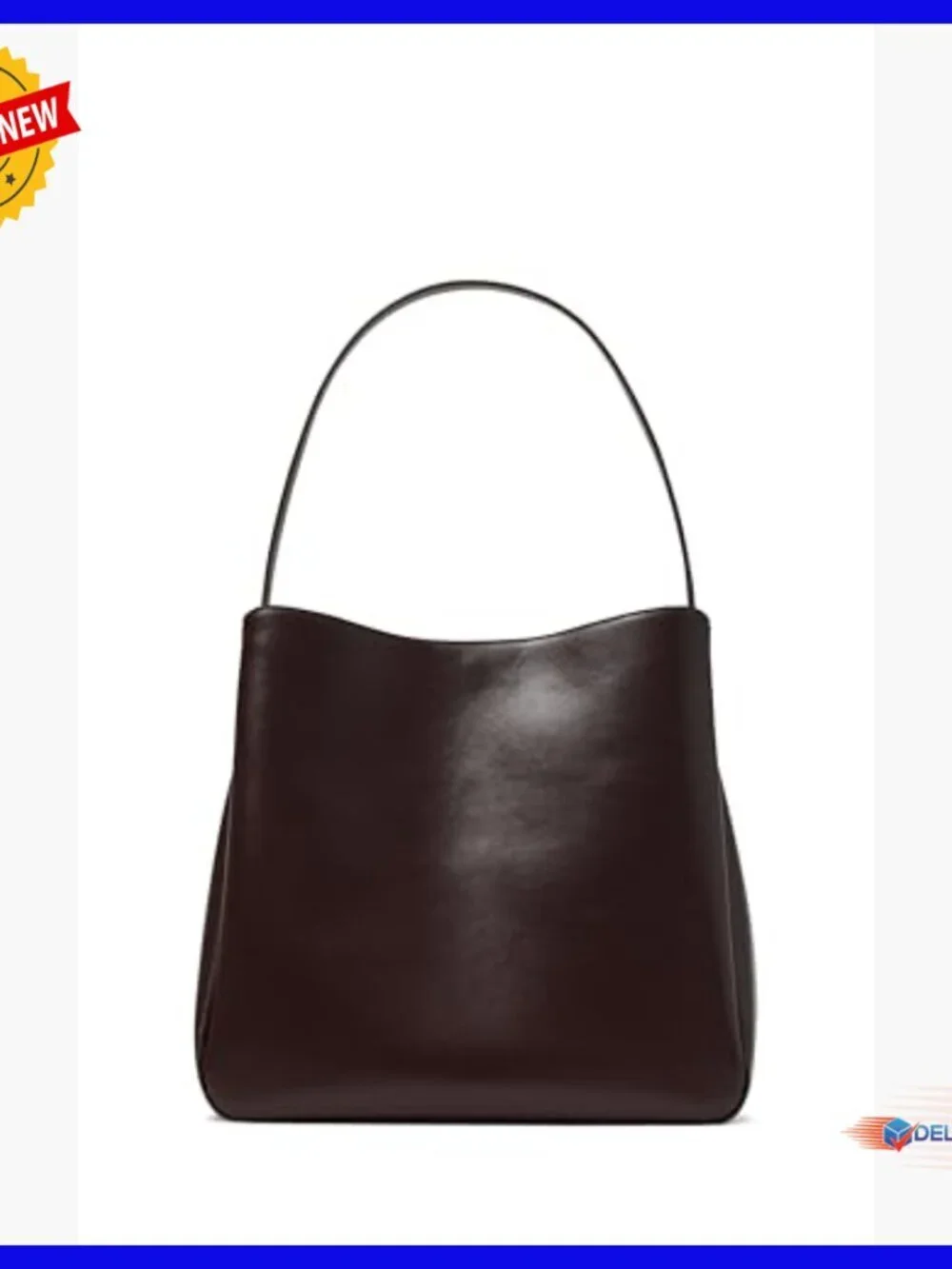 Large Leather Hobo Shoulder Bag with Zipper Closure